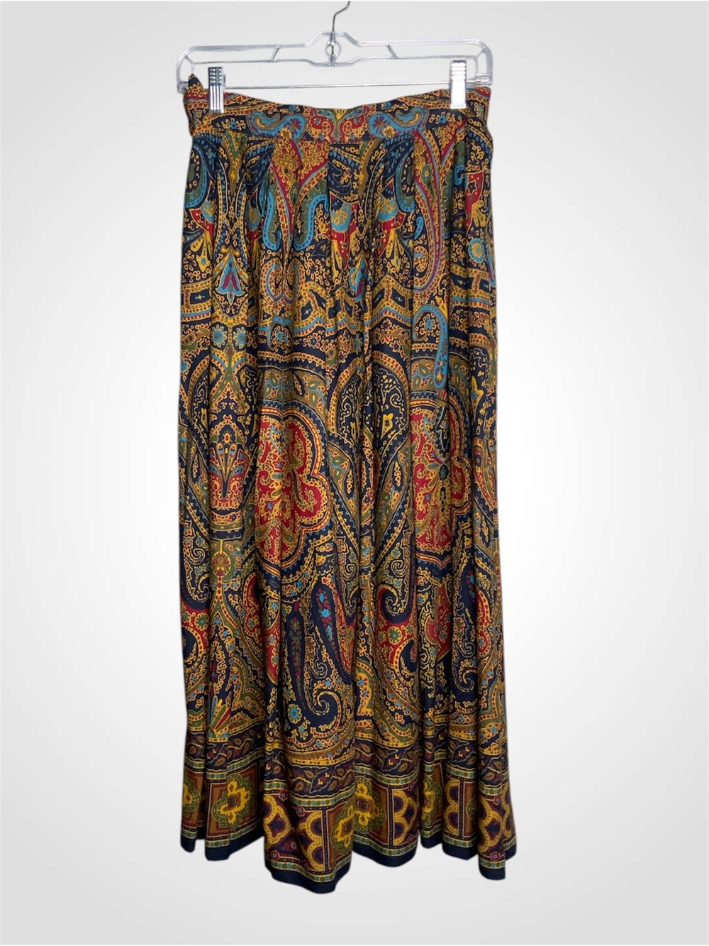 Chaus Vintage Multicolor Paisley Maxi Skirt with Navy and Mustard 12